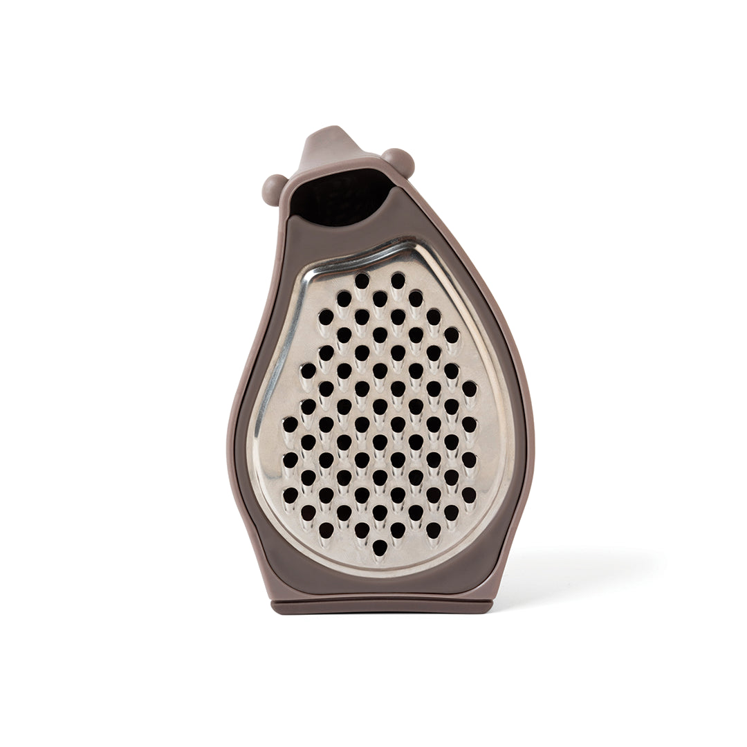 OTOTOs Barry, a brown hedgehog-shaped kitchen shredder with a metal grating surface.