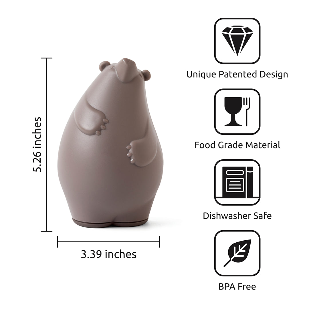 Barry is a brown bear-shaped container, dishwasher safe, BPA-free, and food-grade per OTOTO icons.