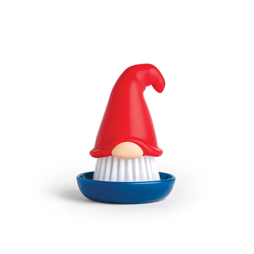The Beardy brush adds fun to kitchen chores with its red hat and blue base.