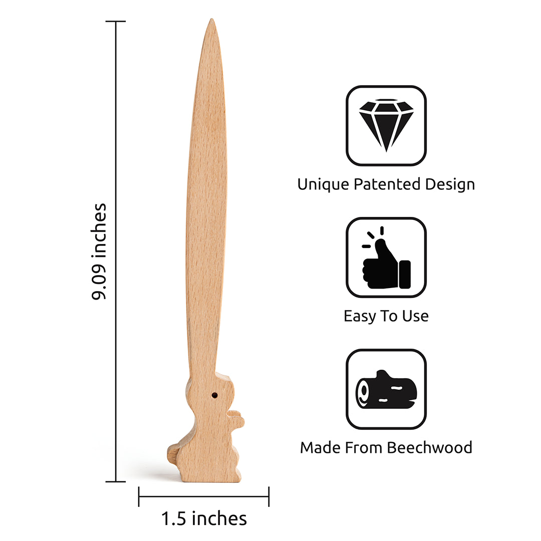 The 9.09 OTOTO Bernie letter opener, with a bunny base, beechwood, is easy to use.