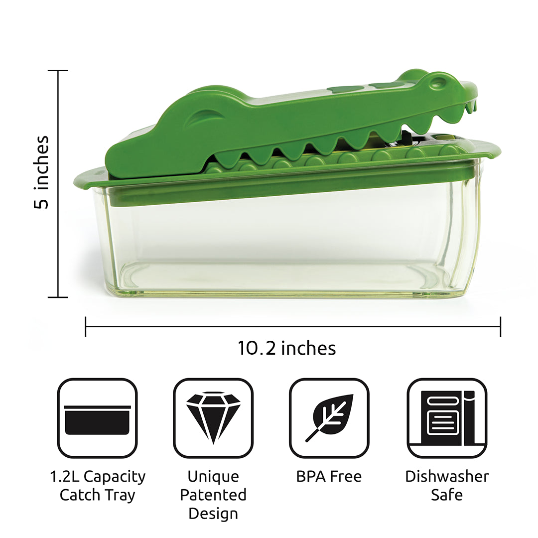 The Croc Chop offers interchangeable blades, 1.2L capacity, and is safe for the dishwasher.