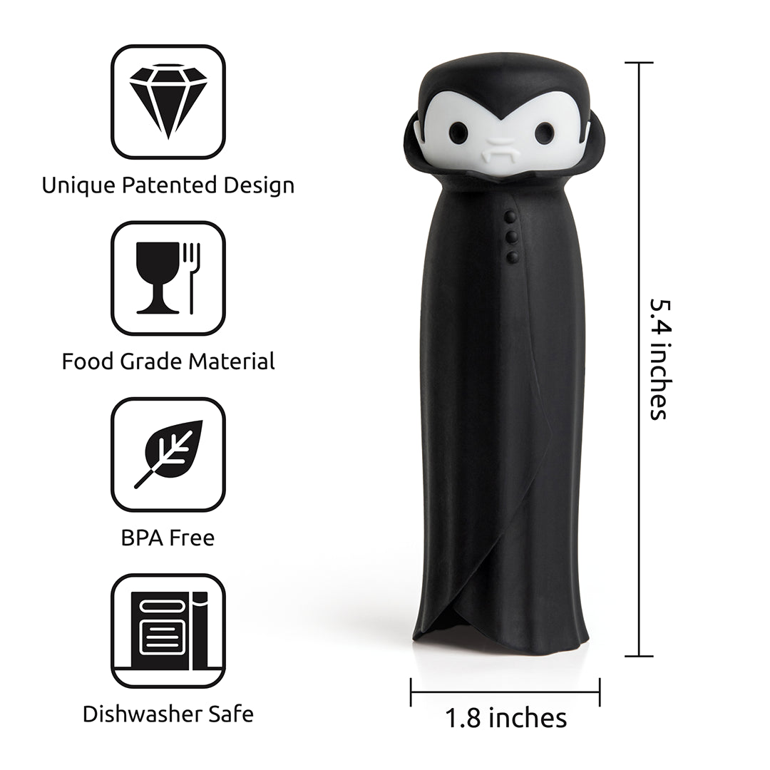 Drac N Roll: Cartoon vampire garlic peeler by OTOTO, BPA-free, dishwasher-safe.