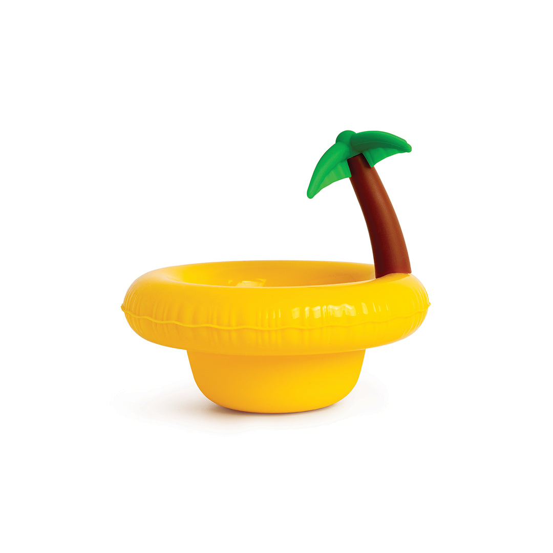 Eggland: A yellow inflatable bowl with a small brown trunk, green palm leaves, and an OTOTO twist for poaching eggs.