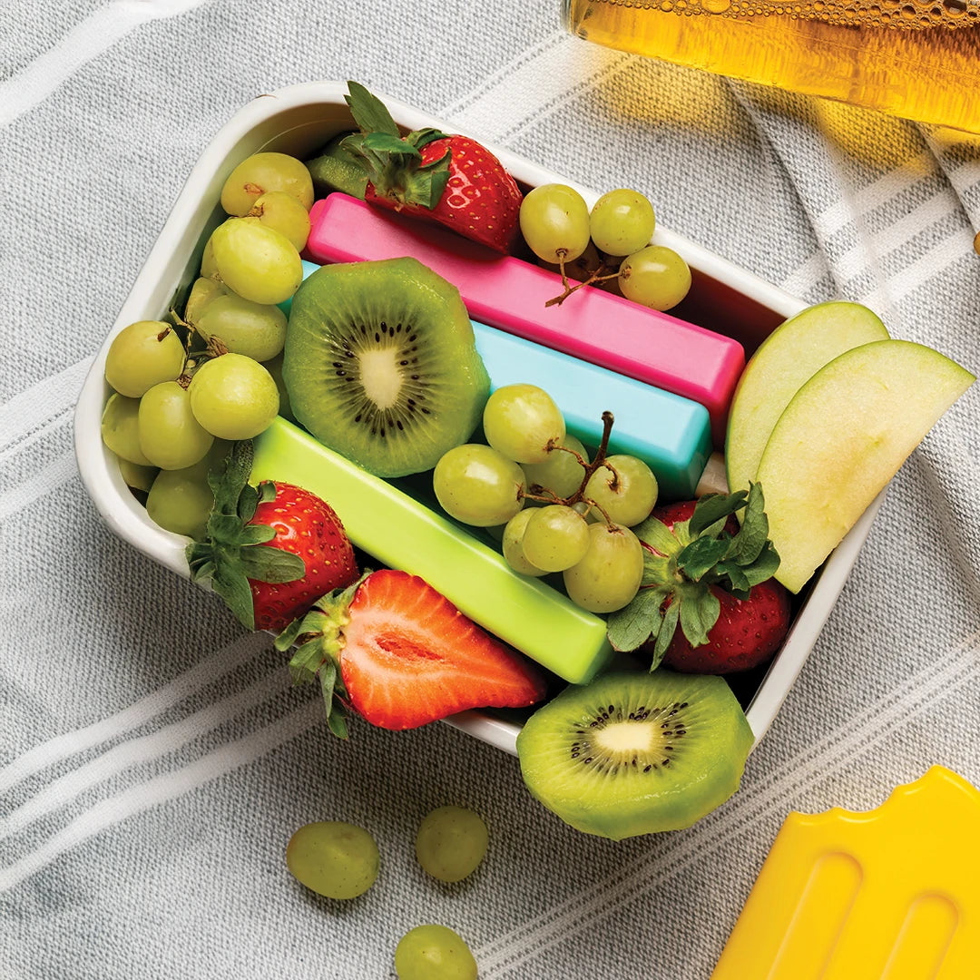 Ice Pops ice packs keeping fruits cold and fresh.