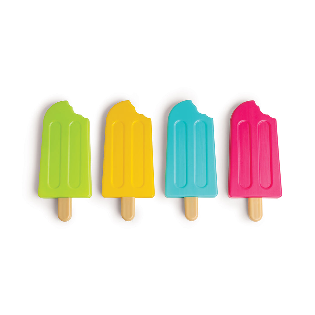 Four colorful Ice Pop Ice Packs—each with a bite out—showcase OTOTOs unique design flair.