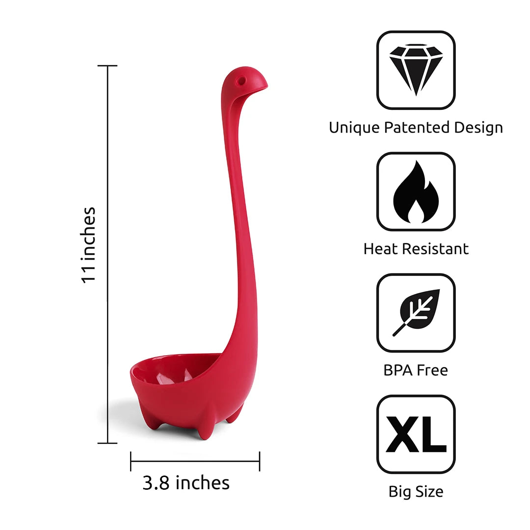 Discover Jumbo Nessie, the purple OTOTO ladle with a long neck. Heat-resistant and BPA-free.