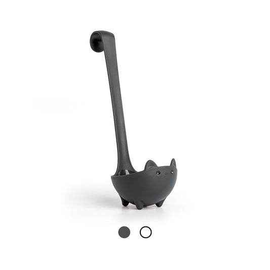 Meet Katie: a black cat-shaped ladle with a long handle and cute ears.