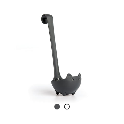 Meet Katie: a black cat-shaped ladle with a long handle and cute ears.