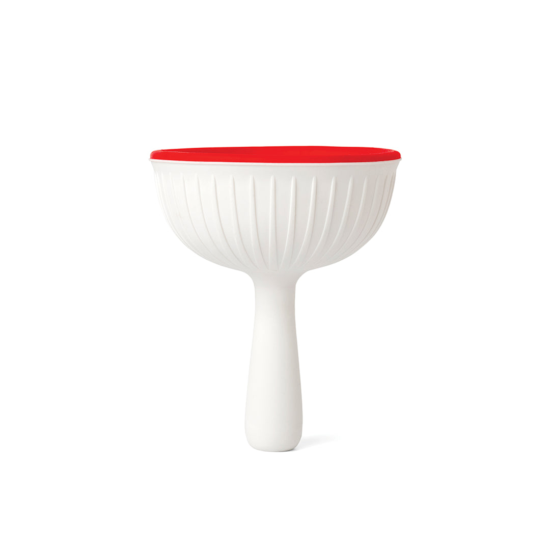 The white OTOTO Fungilicious funnel has a chalice shape and a red interior, set against a white background.