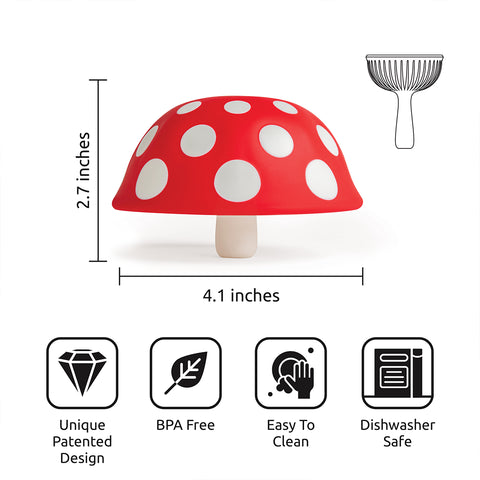 Fungilicious XL: BPA-free red & white mushroom tool thats easy to clean and dishwasher safe.