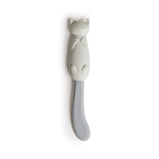 OTOTOs Mary Cat, a gray cat-shaped spoon with a long handle, lies flat on a white background.