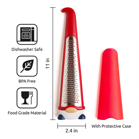 Red Pepito cheese grater with case; features: dishwasher safe, BPA-free, food-grade.