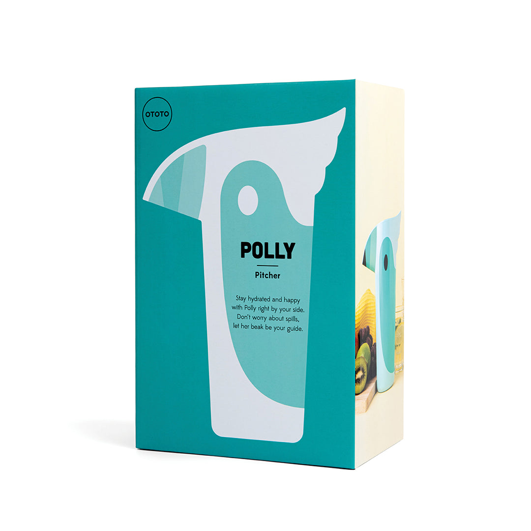 OTOTOs Polly pitcher by Lilach Eytan showcases a bird design in stunning teal.