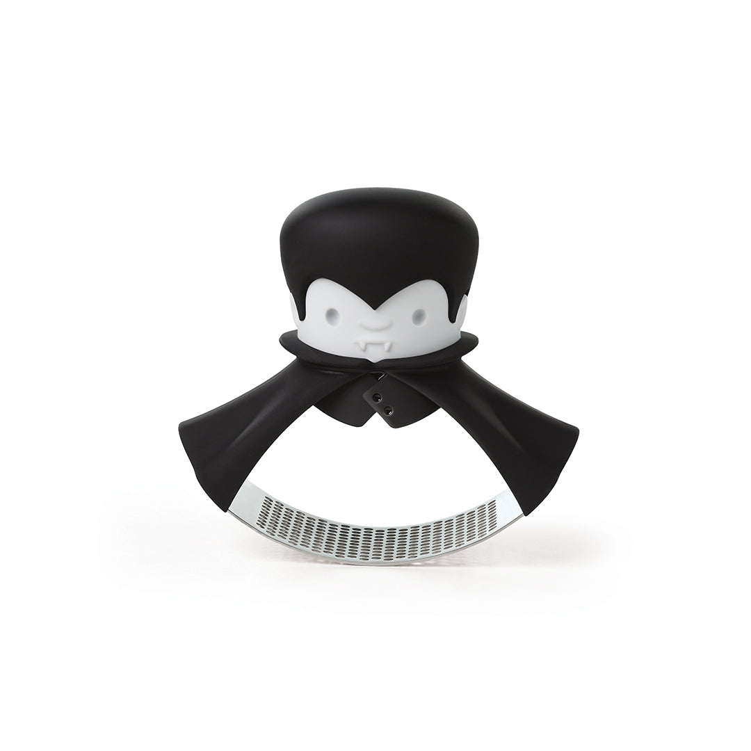 Rockula bottle opener with black cape and hat, set against a white background.