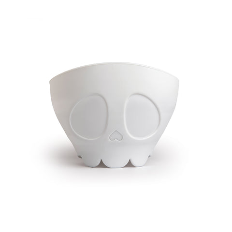 The Scary Poppings planter with skull design, large eyes, and heart nose adds a fun fright-night twist.