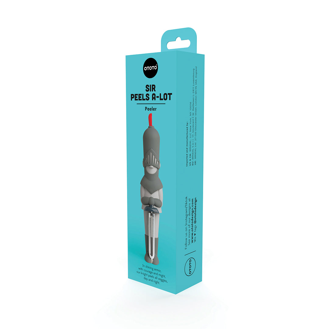 Sir Peels A-lot potato peeler by OTOTO features a knight design against a white background.