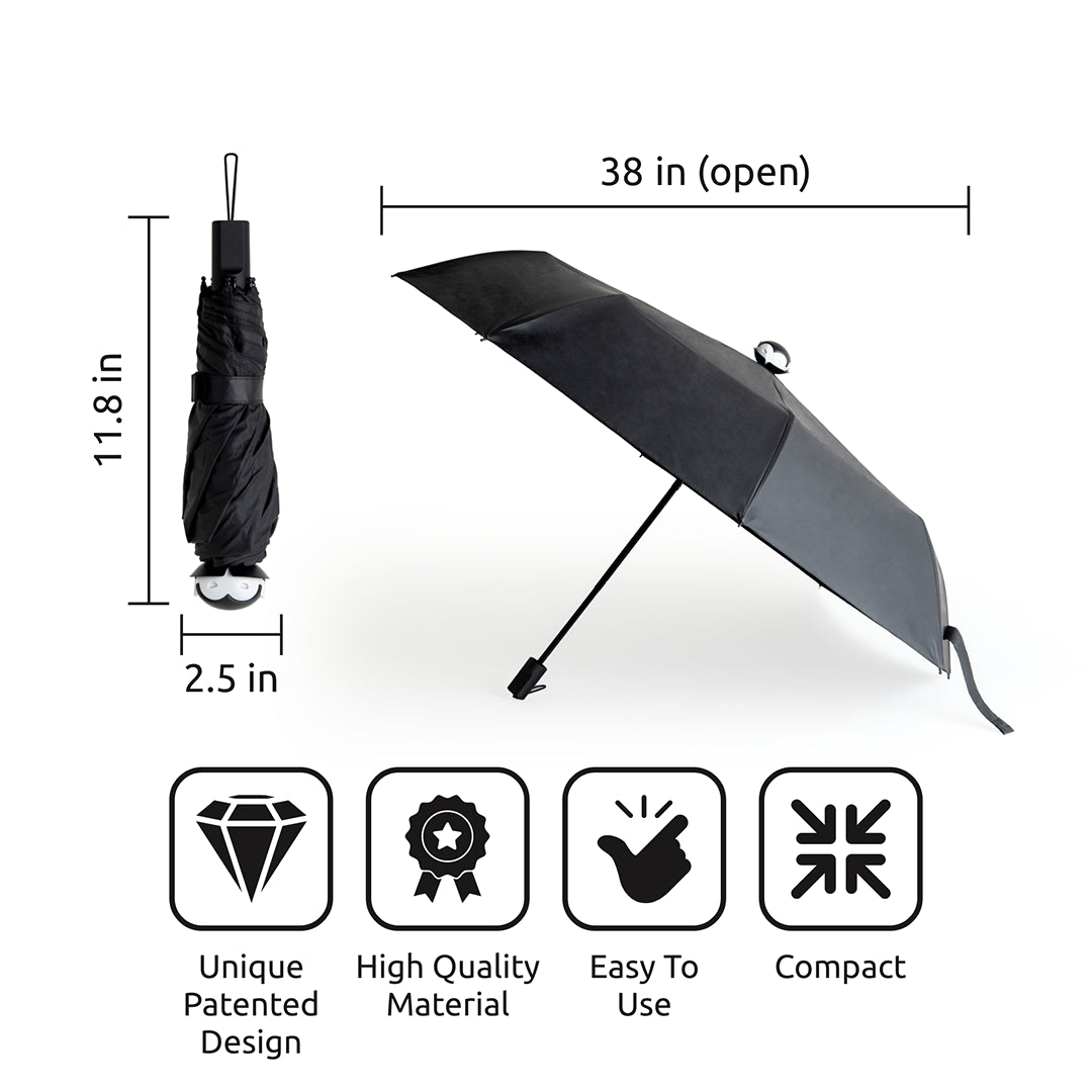 Spookula: Compact, stylish umbrella with open/folded views and a patented, high-quality design by OTOTO.