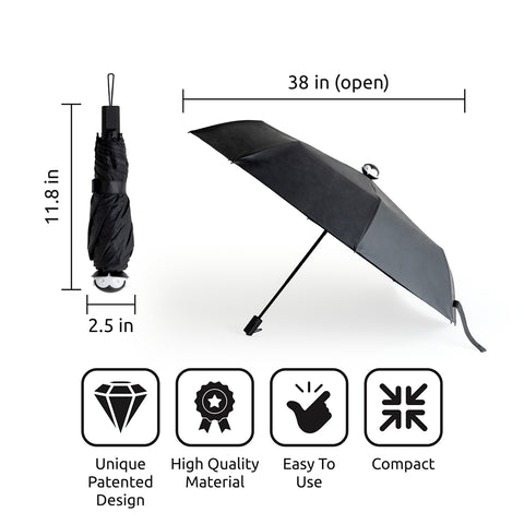 Spookula: Compact, stylish umbrella with open/folded views and a patented, high-quality design by OTOTO.