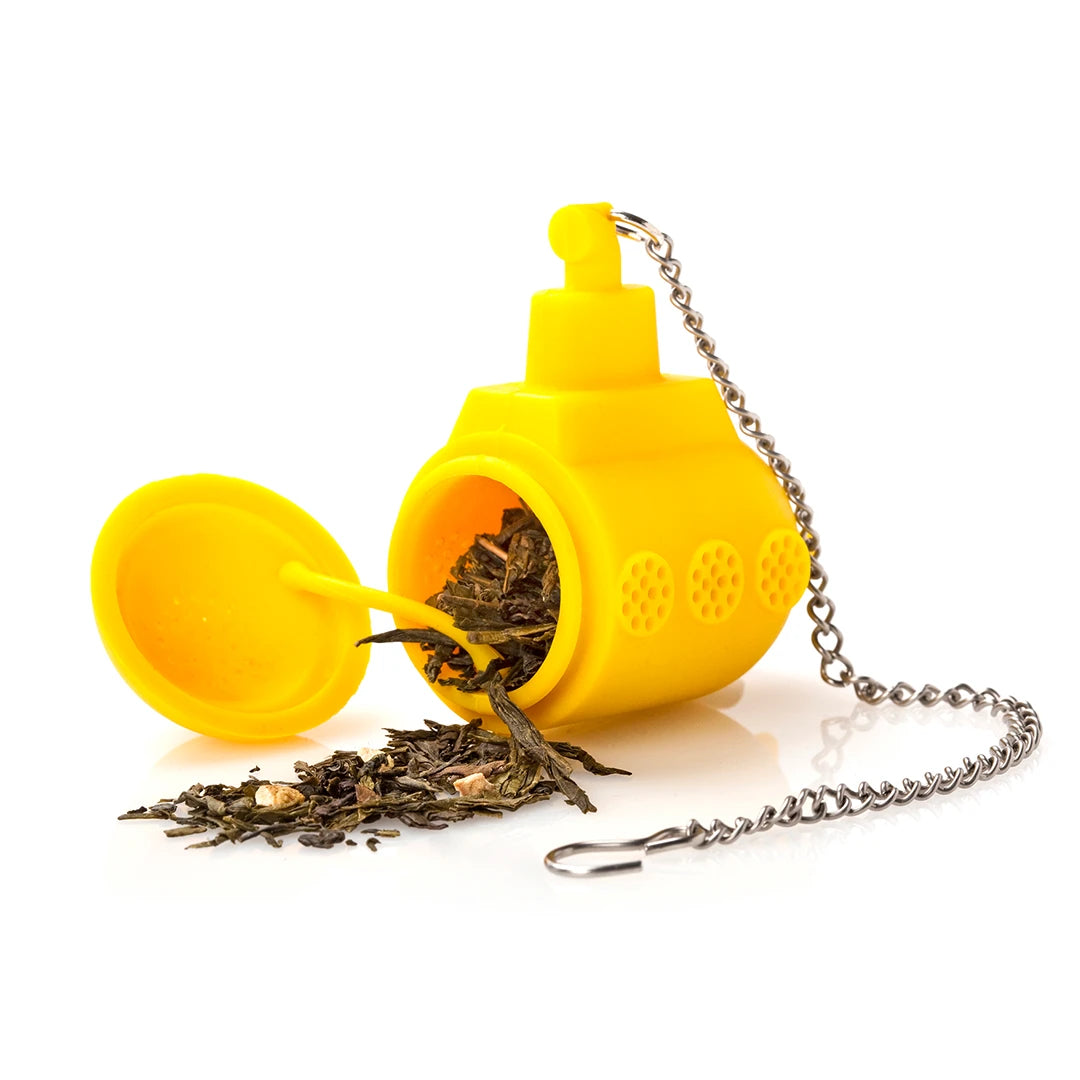 The yellow Tea Sub by OTOTO perfectly holds loose tea leaves, keeping them from spilling out.