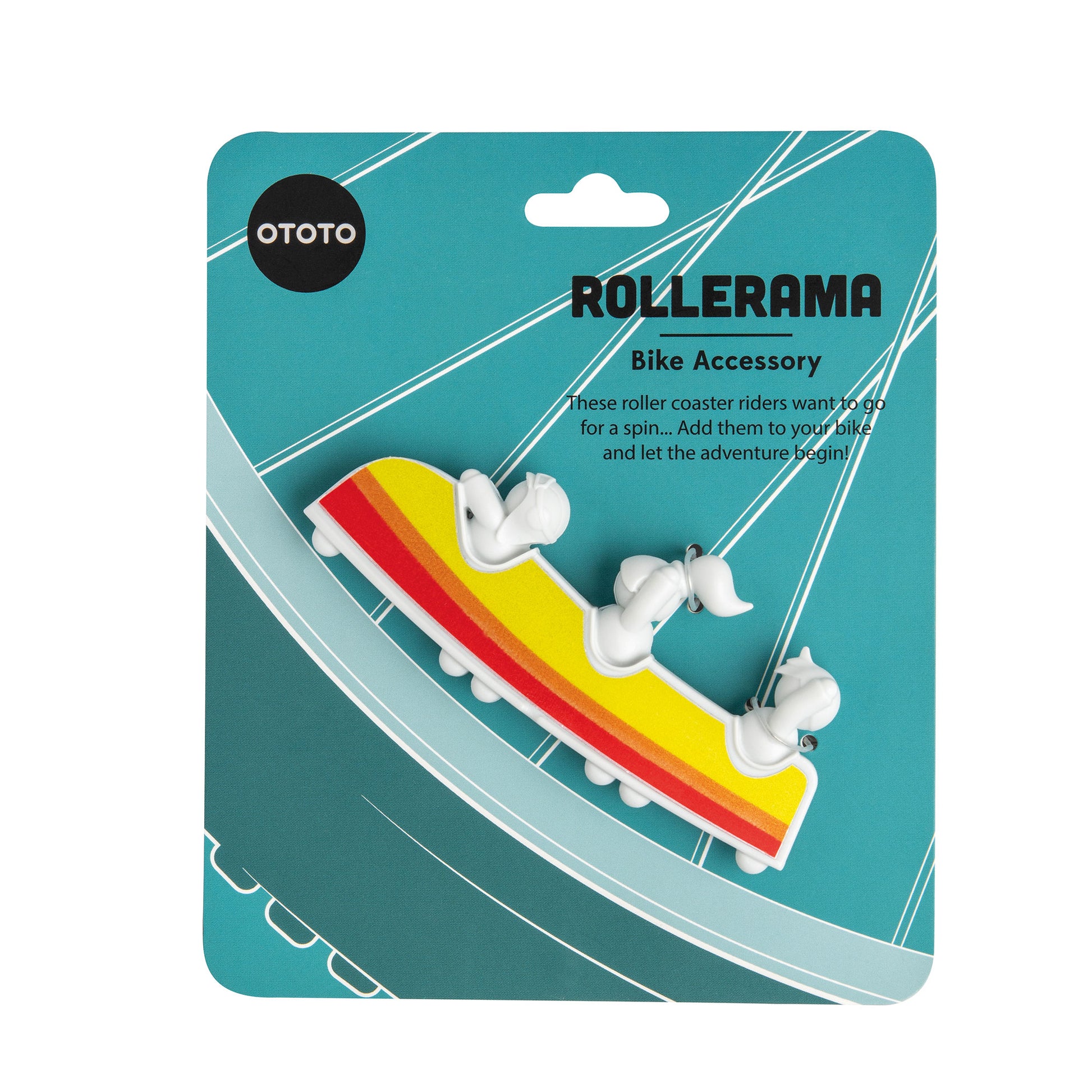 Adventure-themed Rollerama packaging with OTOTOs roller coaster riders on a blue and white background.