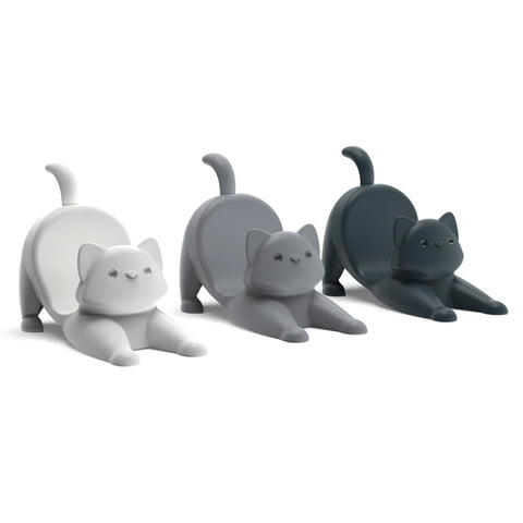 Three Catos phone stands, also perfect as playful cat taco holders for tasty taco fun.