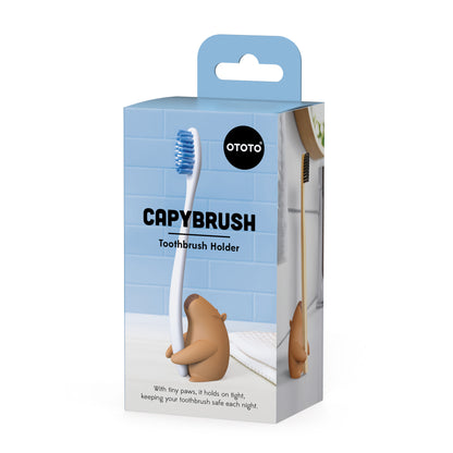 The Capybrush by OTOTO is a capybara toothbrush holder that mounts on your bathroom wall.