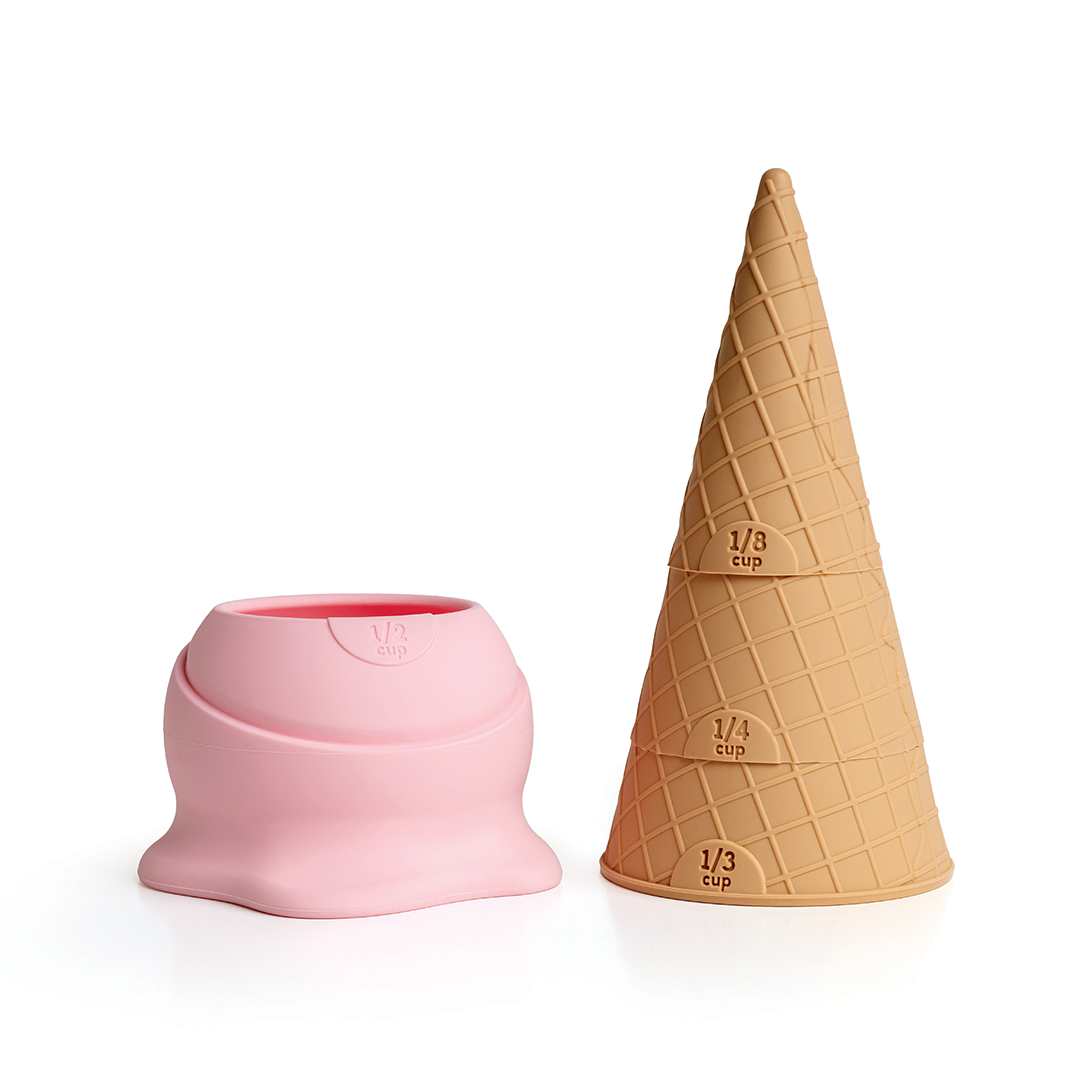 Coney: Two silicone ice cream measuring cups—great for pancake batter or baking cookies.