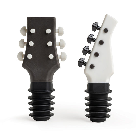 Cork N' Roll: guitar headstock wine stoppers, perfect for music lovers and bar carts.