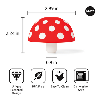 Fungilicious: red and white OTOTO foldable kitchen funnel with fun feature icons.