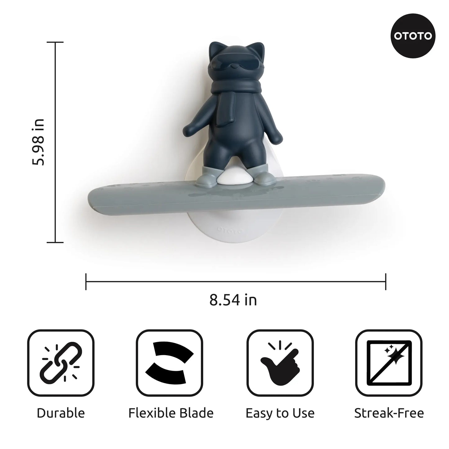 Chill Cat Squeegee on wall—compact design, streak-free clean, and long-lasting durability.