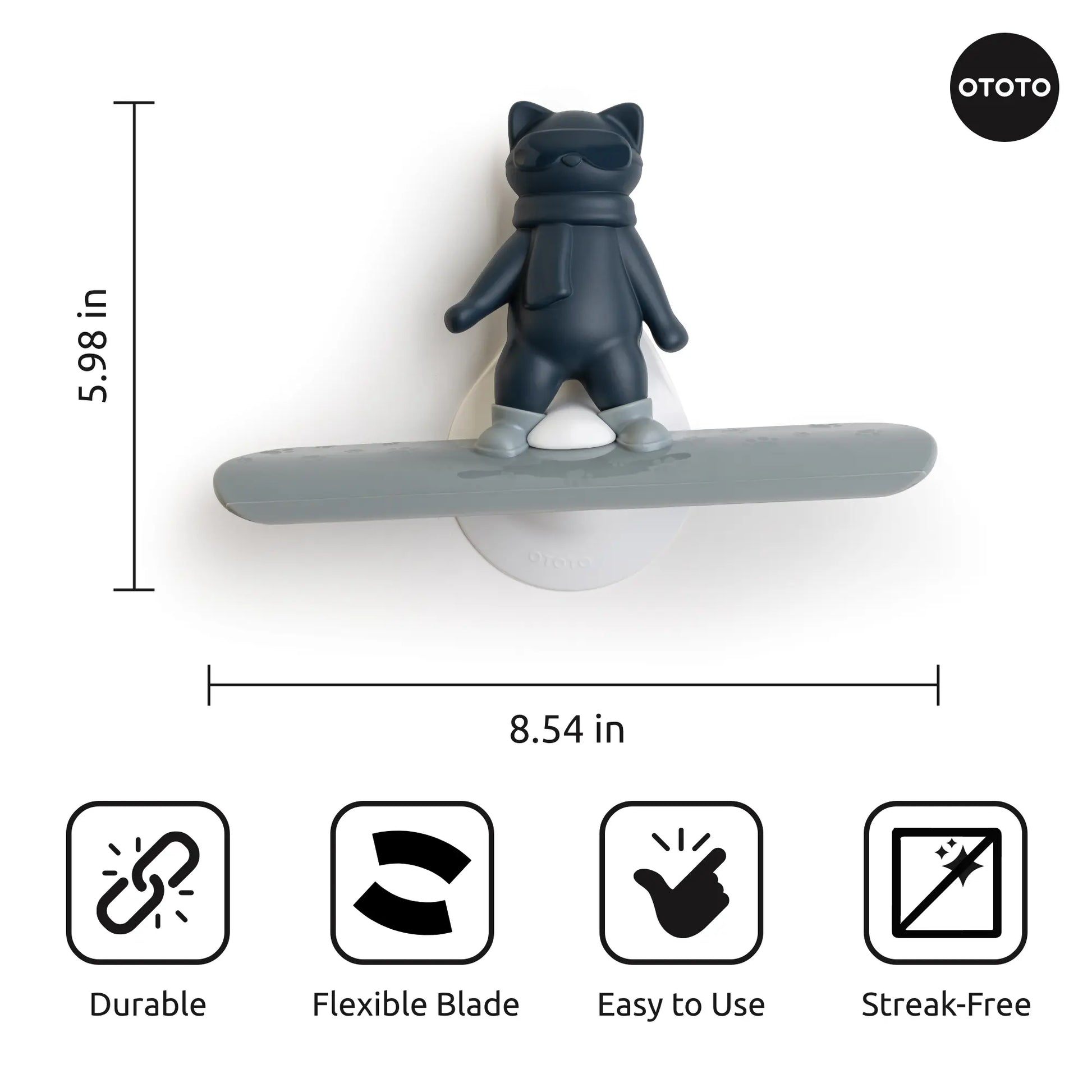 Chill Cat Squeegee on wall—compact design, streak-free clean, and long-lasting durability.