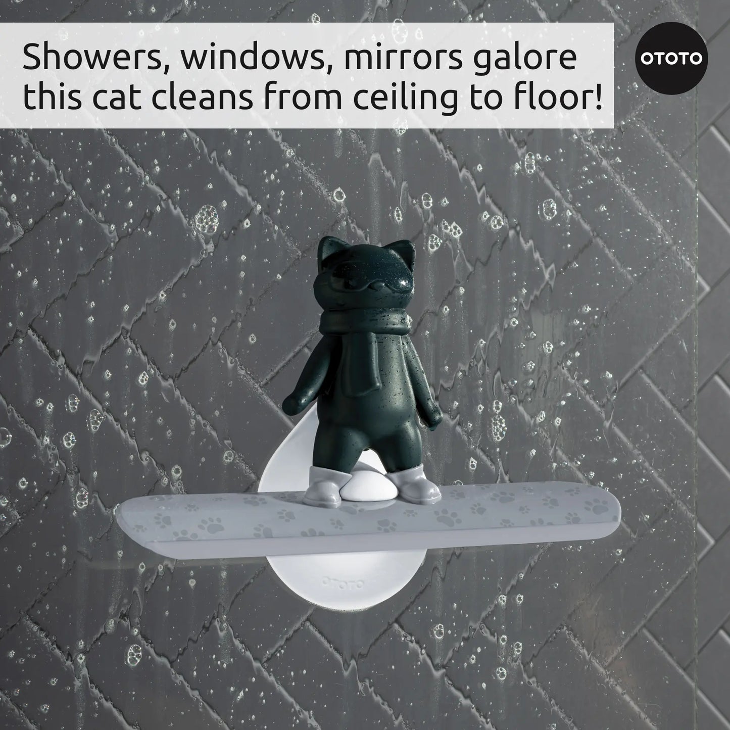 Chill Cat sticks to wet walls, leaving streak-free surfaces after every shower.