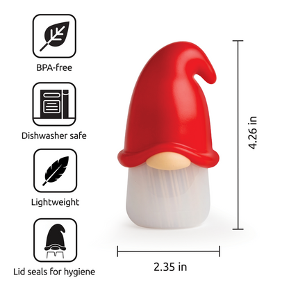 Gnomeo gnome toothpick dispenser by OTOTO—BPA-free, lightweight, hygienic, dishwasher safe.