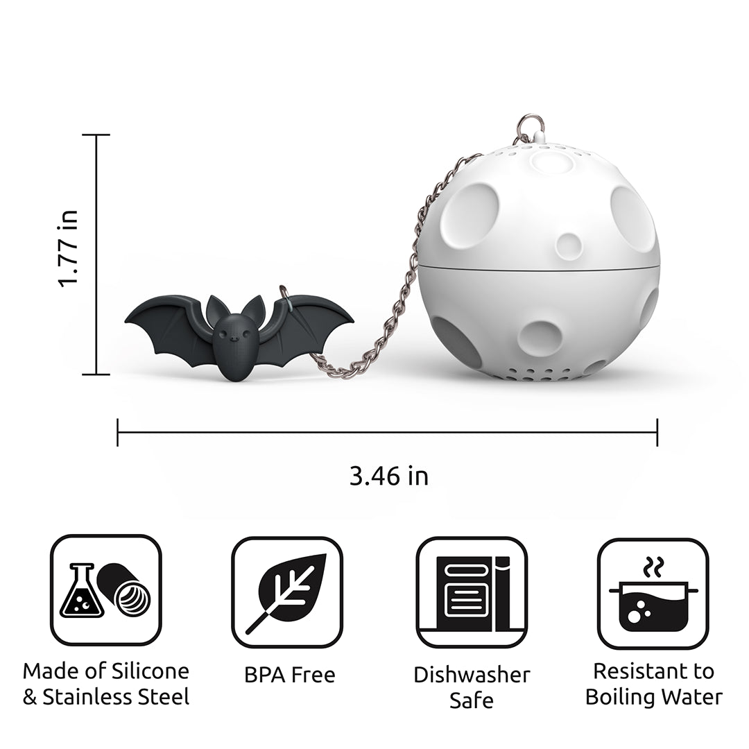 OTOTOs Moonlit Tea Infuser flaunts a bat theme, showcasing clever design with precise details.