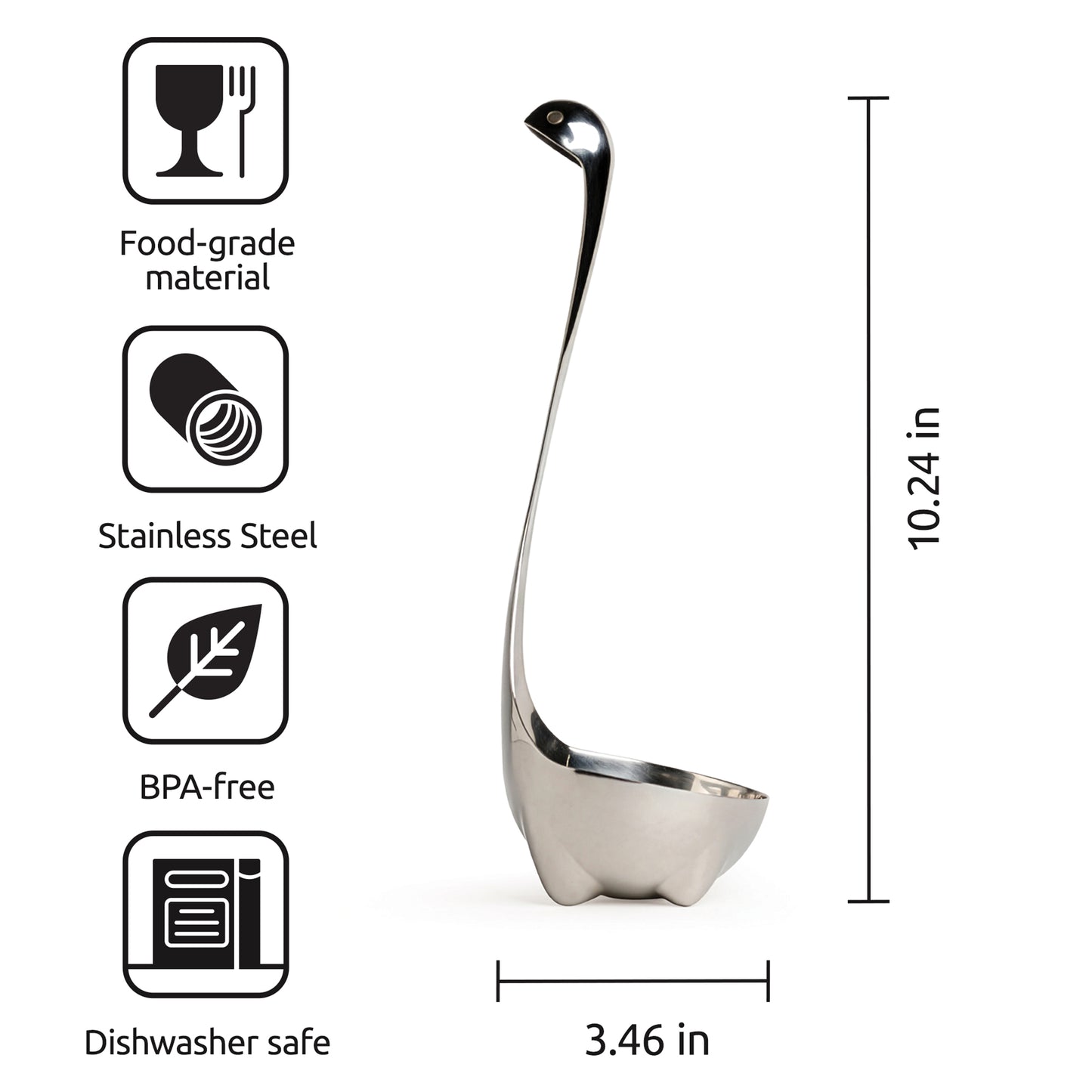 Metal Nessie: your ideal kitchen companion—food-safe, BPA-free, and dishwasher safe.
