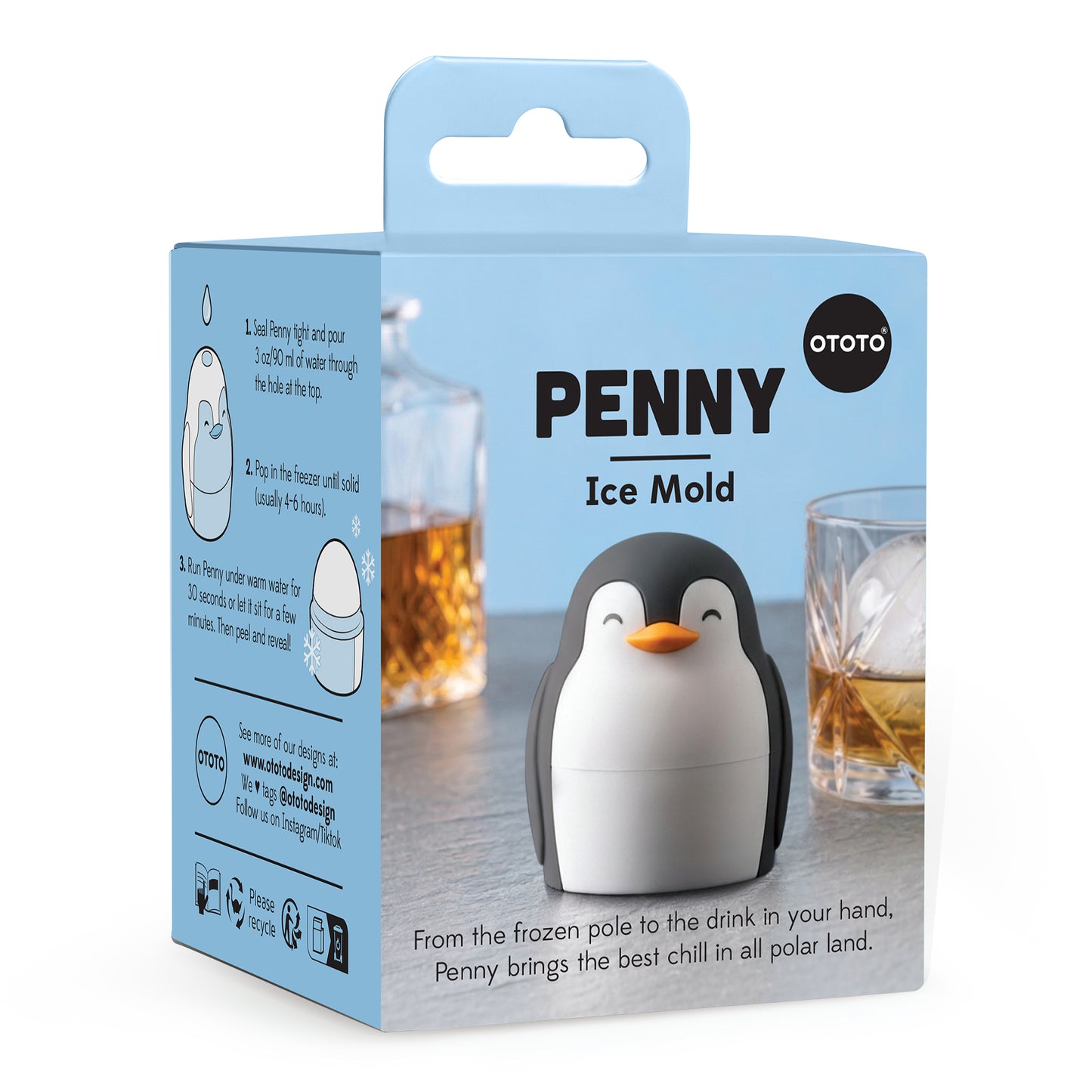 Penny creates slow-melting, round ice spheres—ideal for chilling your favorite whiskey.