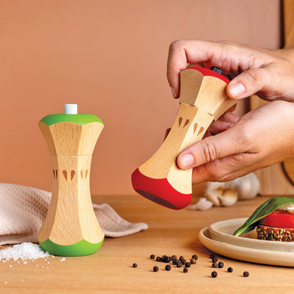 Twin Spice manual wooden grinders, with apple core design, bring charm to your kitchen spice setup.