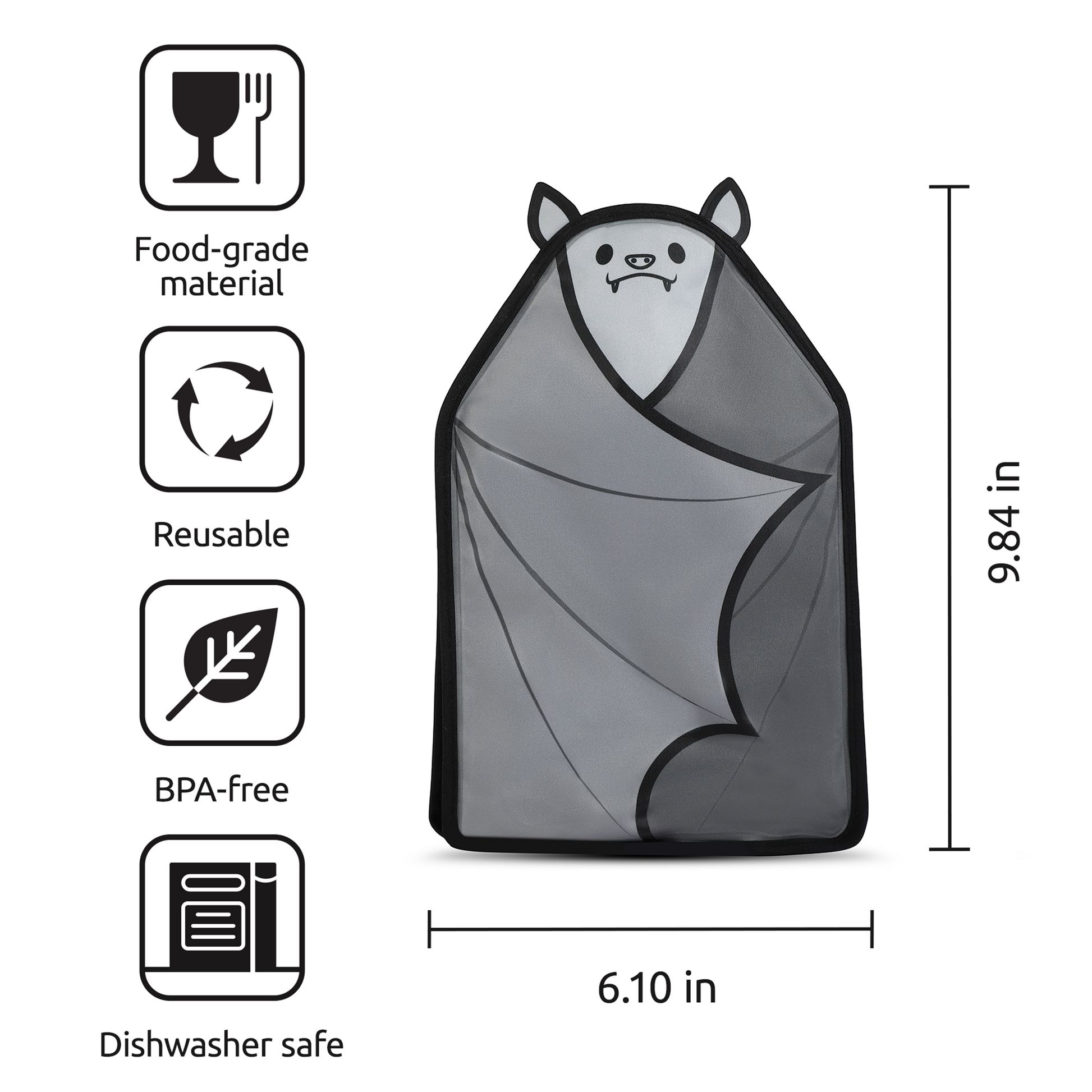 Vino bat-shaped reusable bag, OTOTO, 9.84x6.10″, BPA-free, dishwasher safe, wine cooler sleeve.