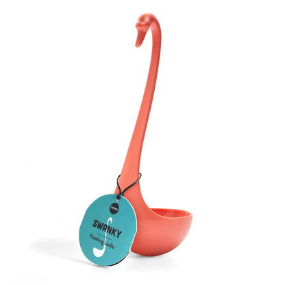 Swanky is a pink, swan-shaped floating ladle that adds an elegant touch to your kitchen.